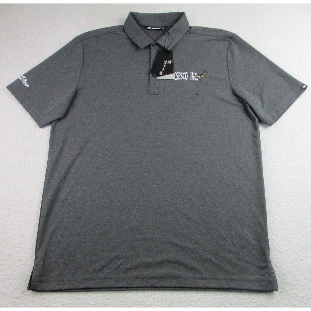 TravisMathew Polo Shirt Mens Large Gray Golf Pima Cotton Blend Embroidered Logo